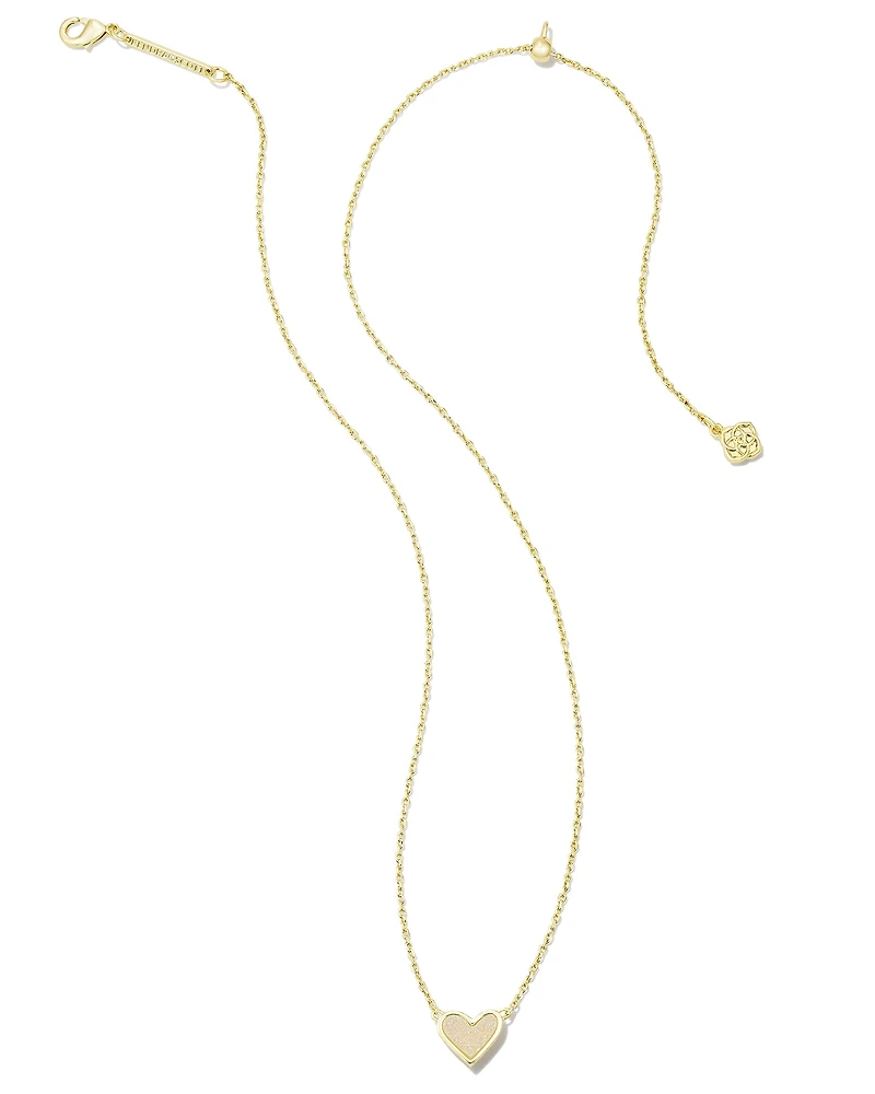 Framed Ari Heart Gold Short Pendant Necklace Iridescent Drusy