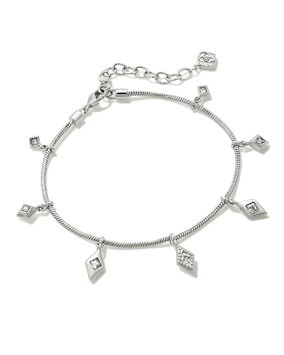 Kinsley Silver Delicate Chain Bracelet in White CZ