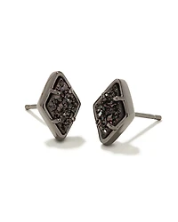 Kinsley Gunmetal Stud Earrings in Black Drusy
