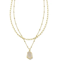 Alexandria Gold Multi Strand Necklace in Iridescent Drusy