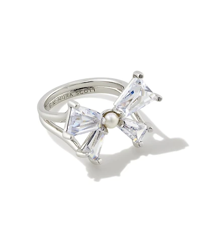 Blair Silver Bow Cocktail Ring White CZ