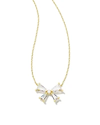 Blair Gold Bow Short Pendant Necklace in White CZ