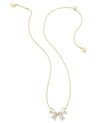 Blair Gold Bow Short Pendant Necklace in White CZ