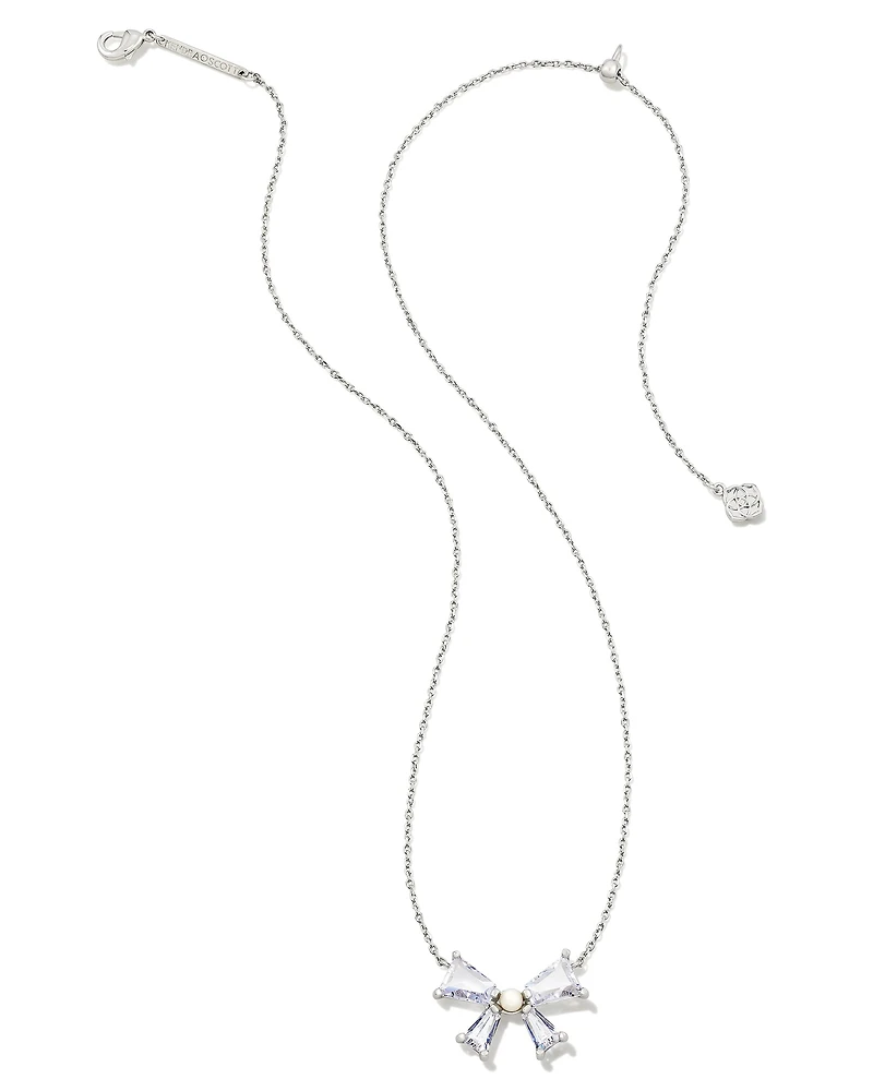 Blair Silver Bow Short Pendant Necklace in White CZ