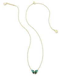 Blair Gold Butterfly Small Short Pendant Necklace in Green Mix