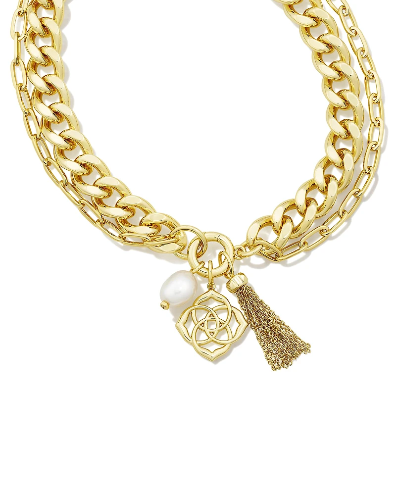 Everleigh Gold Chain Necklace in Freshwater Cultured Pearl