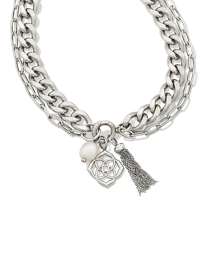 Everleigh Silver Chain Necklace in Freshwater Cultured Pearl
