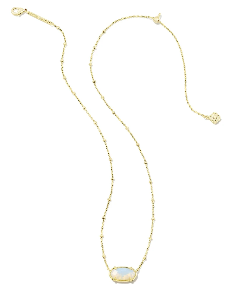 Faceted Gold Elisa Short Pendant Necklace in Iridescent Opalite Illusion