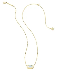 Faceted Gold Elisa Short Pendant Necklace in Iridescent Opalite Illusion
