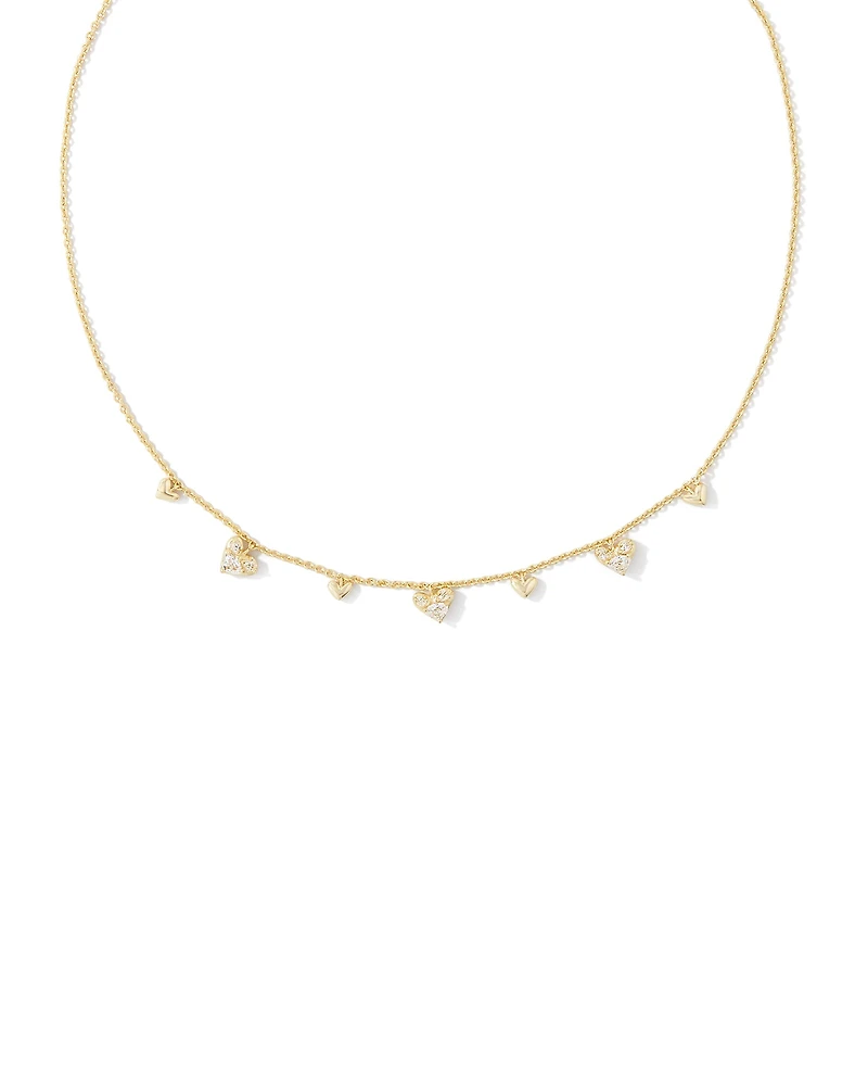 Haven Gold Heart Crystal Choker Necklace in White CZ
