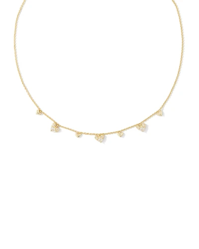 Haven Gold Heart Crystal Choker Necklace in White CZ