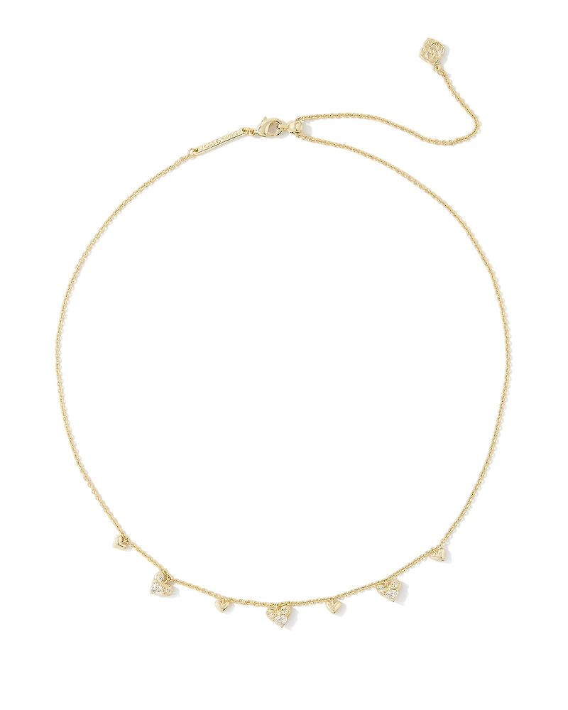 Haven Gold Heart Crystal Choker Necklace in White CZ