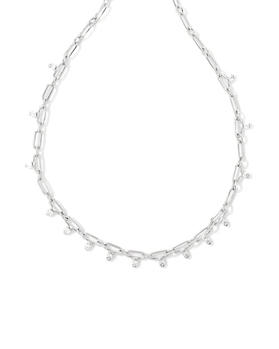 Lindy Silver Crystal Chain Necklace in White CZ