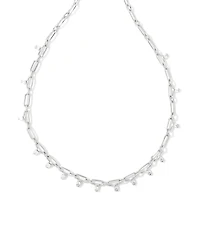Lindy Silver Crystal Chain Necklace in White CZ