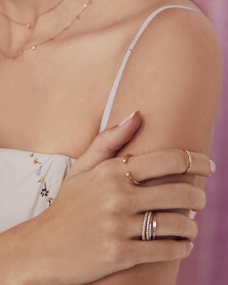 Audrey 14k Yellow Gold Open Ring White Diamond