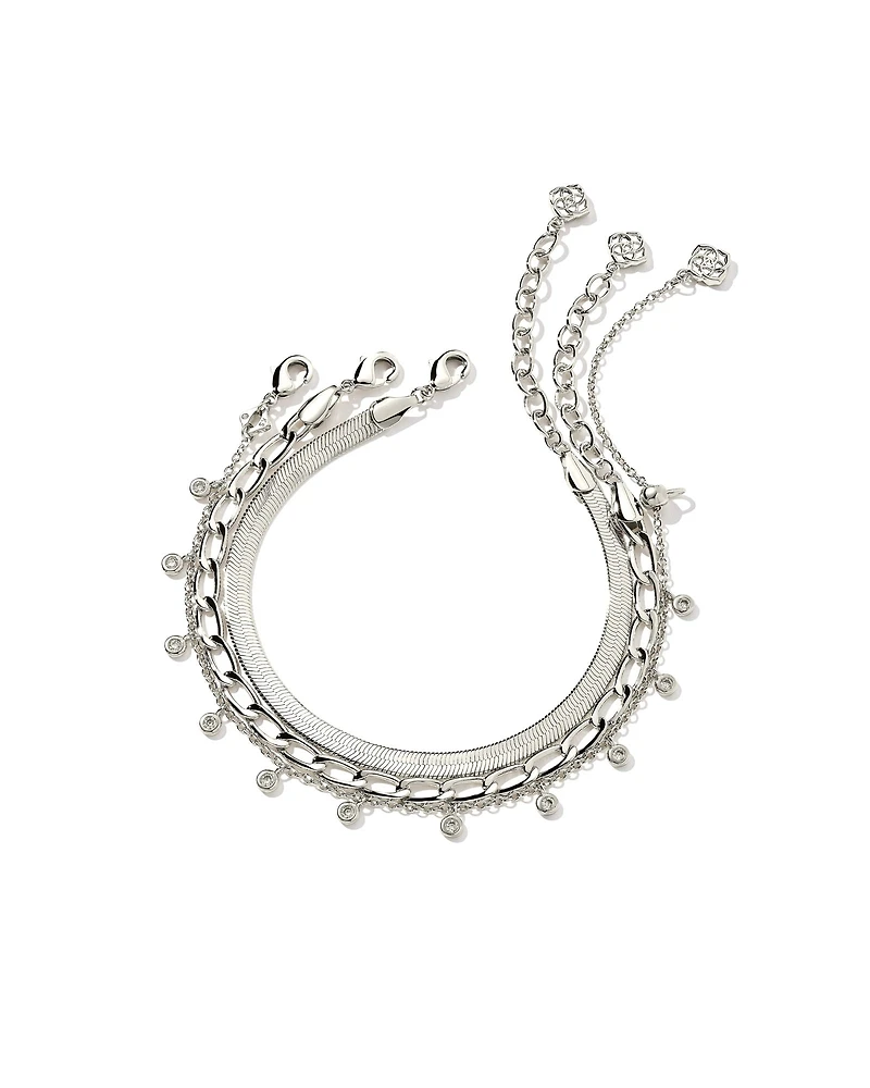 Kassie Set of 3 Chain Bracelets Silver
