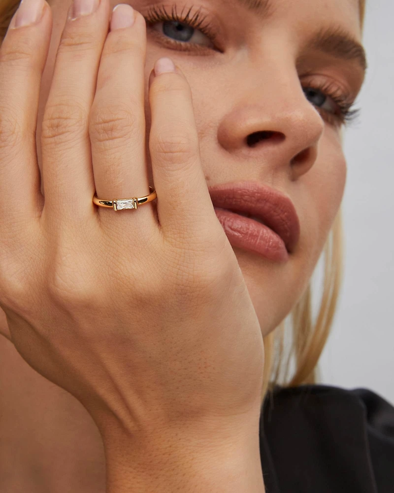 Juliette Gold Band Ring White CZ