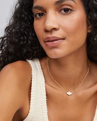 Abbie Gold Pendant Necklace Rose Quartz