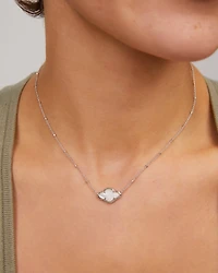Abbie Silver Pendant Necklace in Ivory Mother-of-Pearl