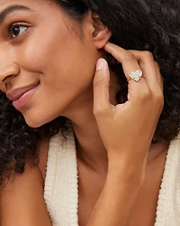 Ari Heart Gold Band Ring Iridescent Drusy