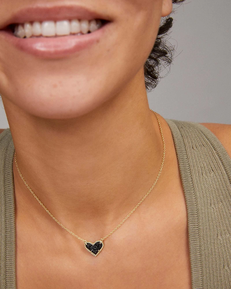 Ari Heart Gold Pendant Necklace Red Illusion