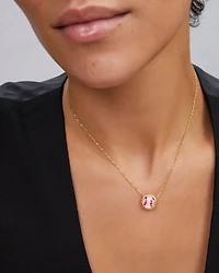 Baseball Gold Short Pendant Necklace Ivory Mother-of-Pearl