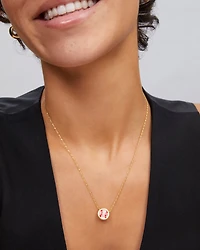 Baseball Gold Short Pendant Necklace Ivory Mother-of-Pearl