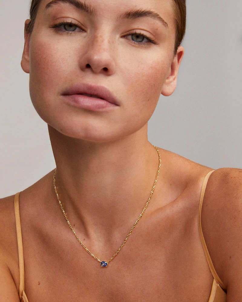 Cailin Gold Pendant Necklace Blue Violet Crystal