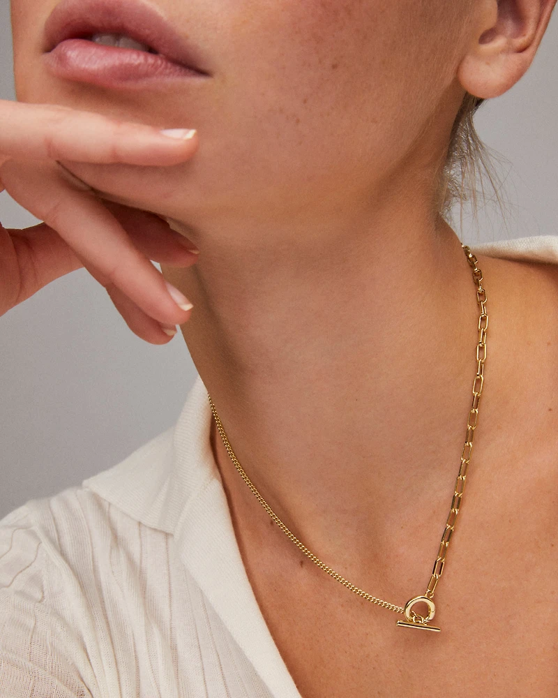 Leighton Convertible Gold Pearl Chain Necklace in Freshwater Cultured Pearl