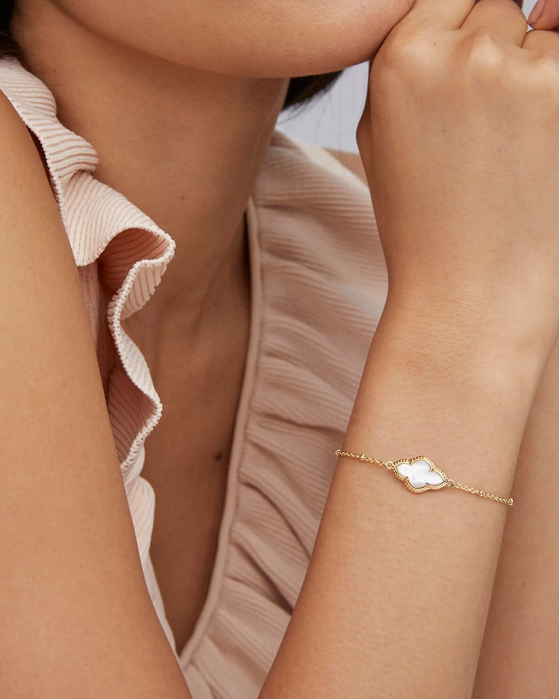 Abbie Gold Satellite Chain Bracelet Rose Quartz