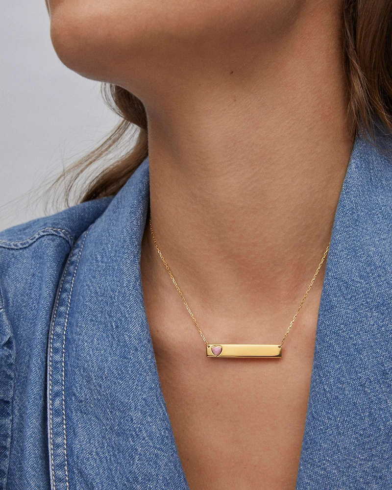 Allison 18k Gold Vermeil Enamel Heart Pendant Necklace in Pink