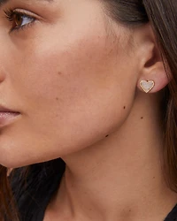 Ari Heart Gold Stud Earrings Iridescent Drusy