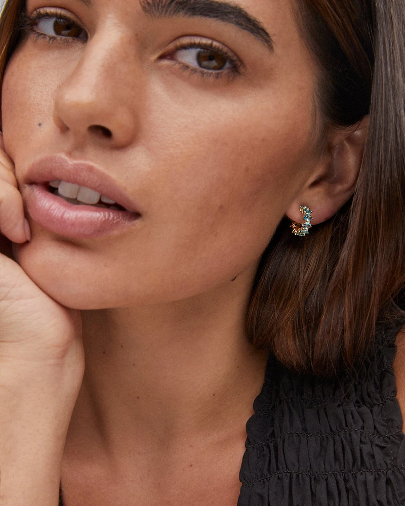 Cailin Gold Huggie Earrings Ivory Mother-of-Pearl