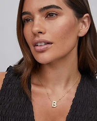 Letter B Pendant Necklace in Gold