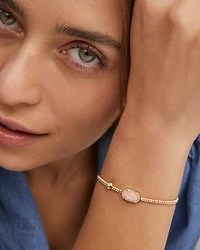 Grayson Gold Stretch Bracelet Light Blue Magnesite