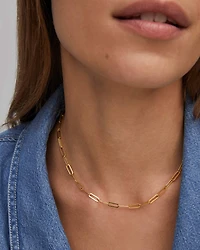 30 Inch Large Paperclip Chain Necklace in 18k Gold Vermeil