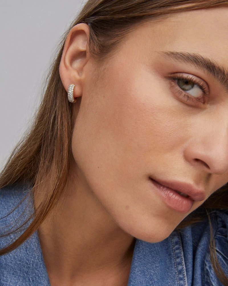 Mikki Pave Huggie Earrings Gold