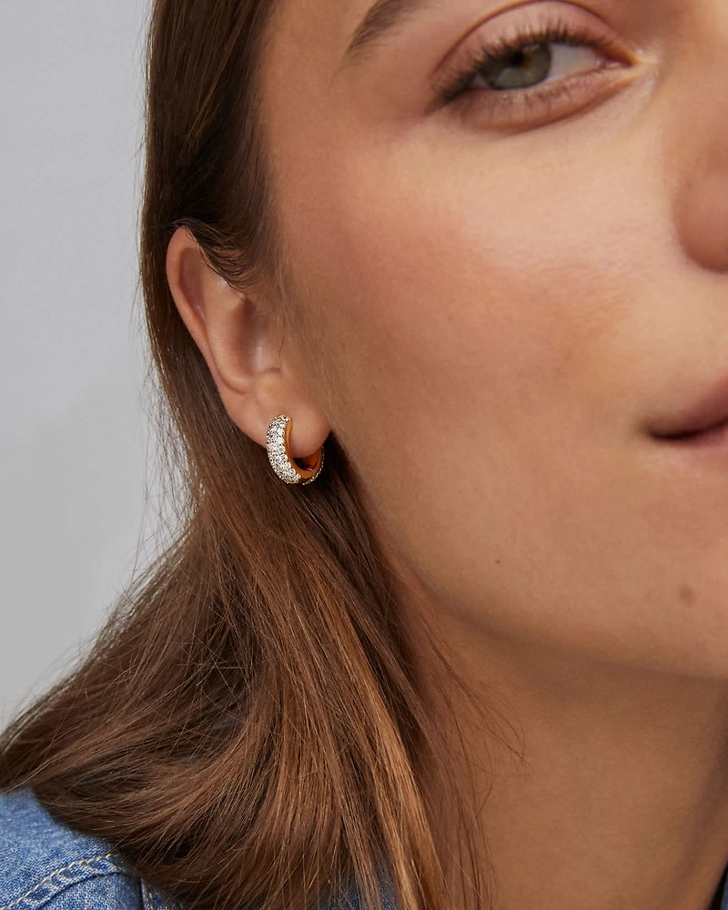 Mikki Pave Huggie Earrings Gold