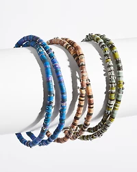 Hicks Oxidized Sterling Silver Corded Bracelet Green Mix