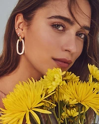 Danielle Gold Convertible Link Earrings in Brown Mother-of-Pearl