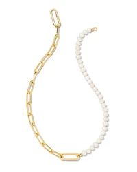 Ashton Gold Half Chain Necklace in Freshwater Cultured Pearl