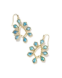 Camry Gold Open Frame Earrings in Dark Blue Mother-of-Pearl