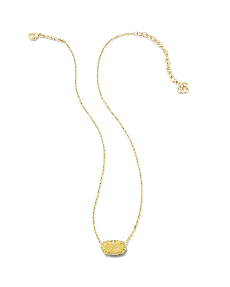 Elisa Gold Pendant Necklace in Light Yellow Drusy