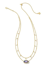 Elisa Gold Pearl Multi Strand Necklace in Lilac Abalone