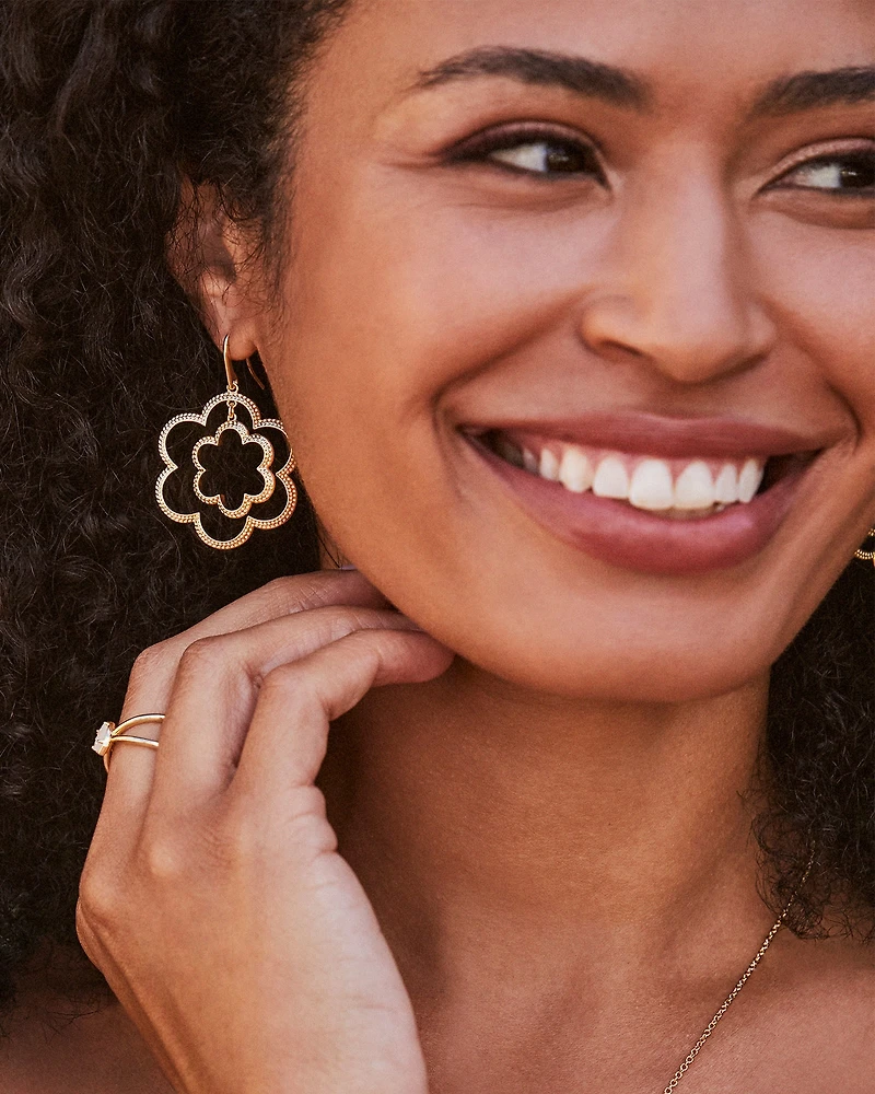Susie Open Frame Earrings in Gold
