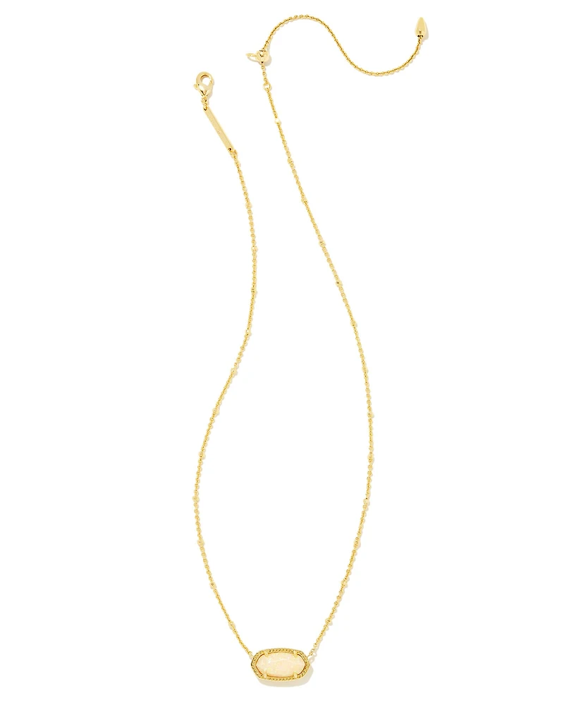 Elisa Gold Satellite Short Pendant Necklace in Yellow Lab Grown Opal