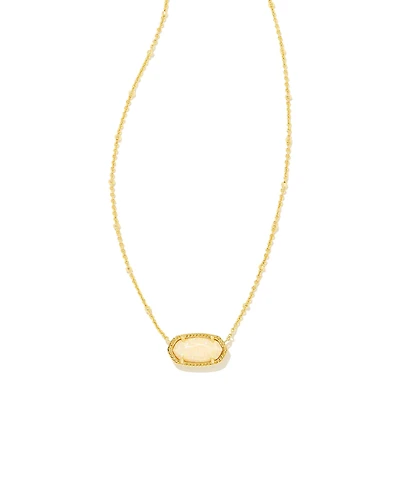 Elisa Gold Satellite Short Pendant Necklace in Yellow Lab Grown Opal
