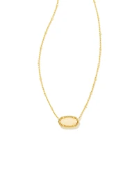 Elisa Gold Satellite Short Pendant Necklace in Yellow Lab Grown Opal