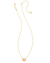 Lillia Gold Small Short Pendant Necklace in Light Pink Drusy