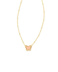 Lillia Gold Small Short Pendant Necklace in Light Pink Drusy